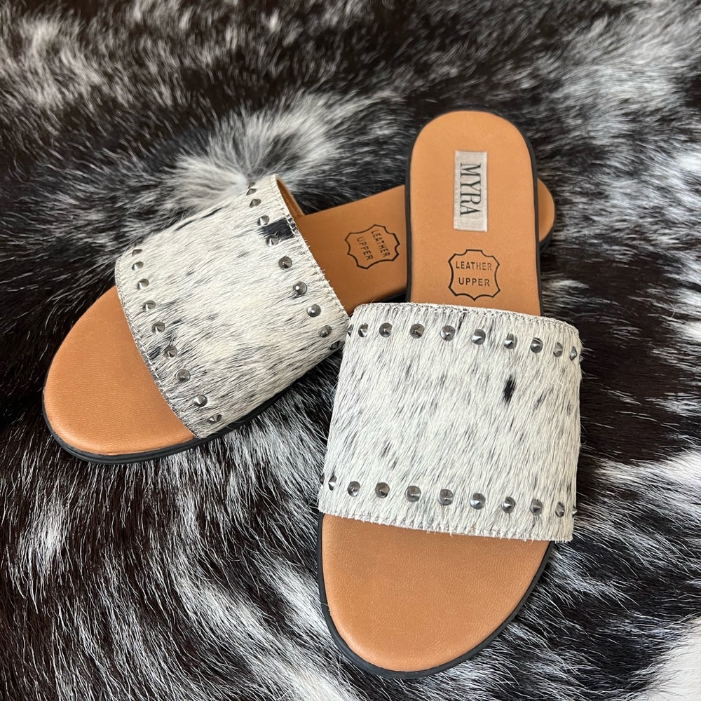 Myra Leather Cowhide Sandals